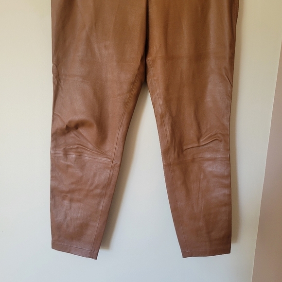 Lafayette 148 New York Mercer Nappa  Leather Pants Brown - Picture 8 of 11